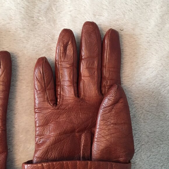 Brown leather gloves sz 6 - Picture 8 of 10